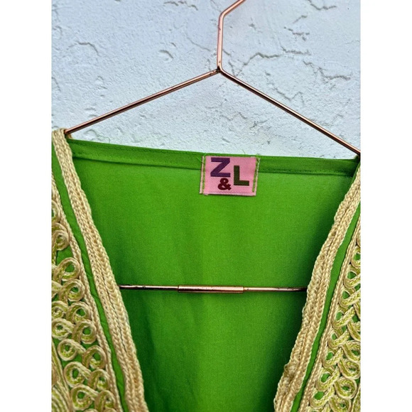 Z&L Womens Beautiful Boho Caftan Midi Dress Green Size Medium to Large - Picture 4 of 8